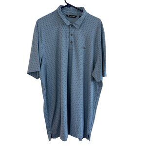 Travis Mathew Men’s Polo Shirt XXXL Light Blue Allover Print Pima Cotton Blend